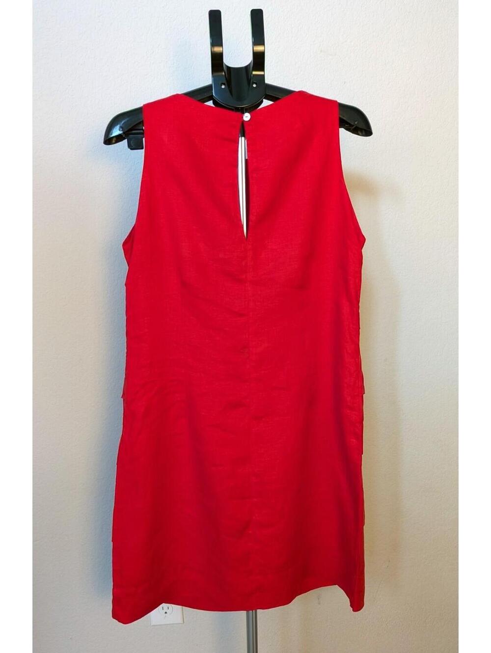 Resortwear Vibes Idillio Positano Red Linen Tiered Shift Dress Italy M - Picture 3 of 6